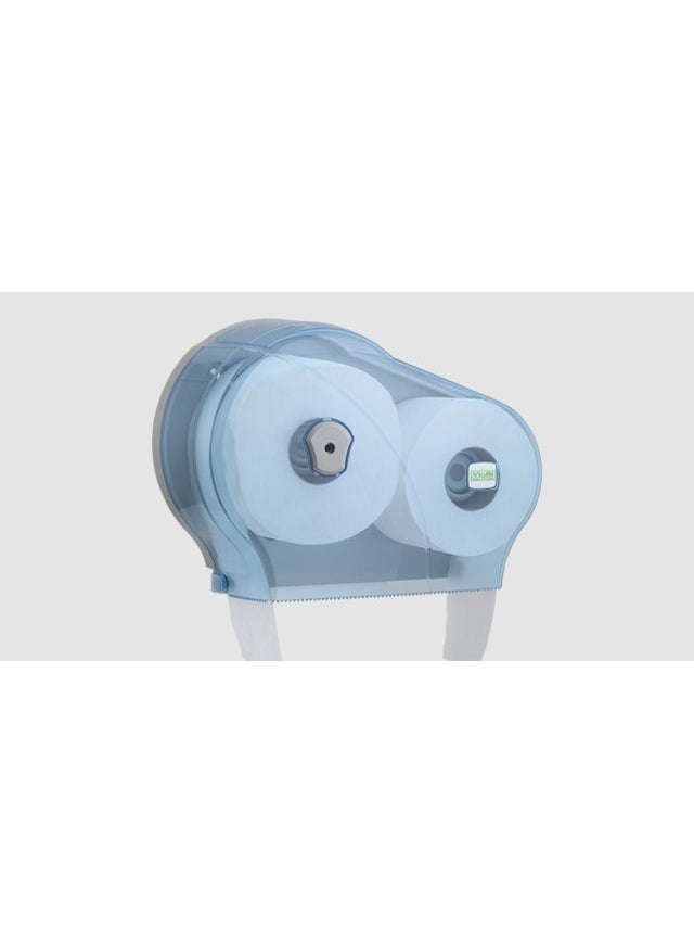 Vialli DMJ1T Double Mini Jumbo Toilet Paper Dispenser No-Stop- Transparent  - Image 2