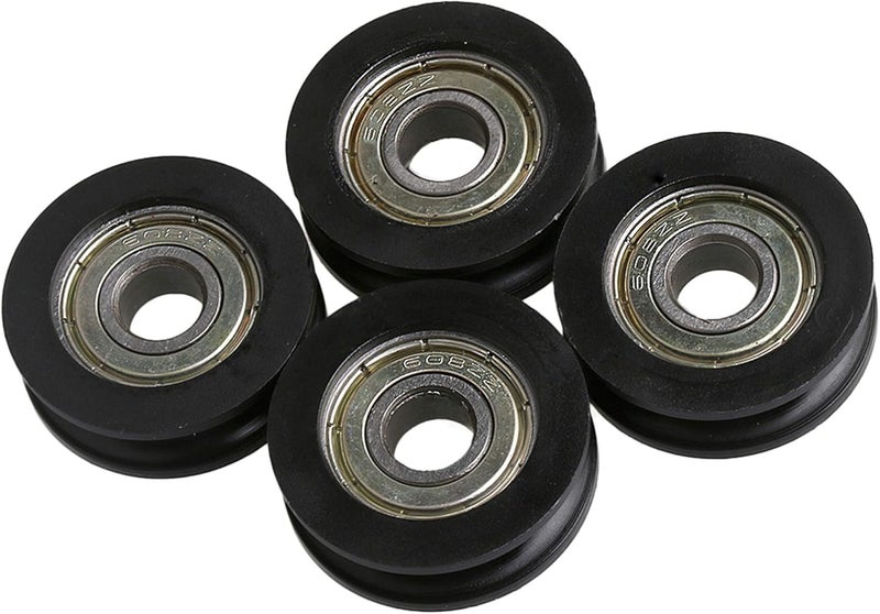CNBTR 4Pcs U-Type Black Pulley Wheel 8mm Shaft Hole 30mm Diameter (Max-Load 99kg) - Image 1