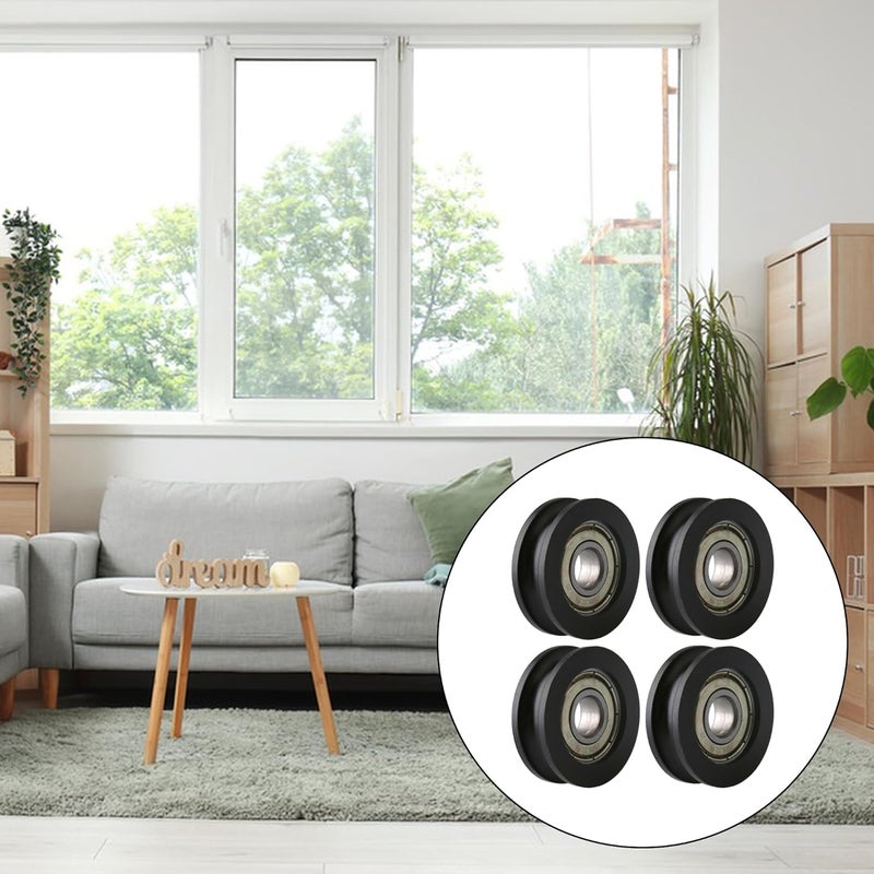 CNBTR 4Pcs U-Type Black Pulley Wheel 8mm Shaft Hole 30mm Diameter (Max-Load 99kg) - Image 5