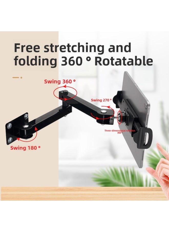 Generic - Micro-resistance Stretch Lazy Wall Hanging Cantilever Hidden Folding Bracket Mobile Phone Tablet Computer Bracket Metal Wall Hanging-Color:Aluminum Alloy Chuck Joint Wall Hanging-Applicable Size:4-13 Inches - Image 1