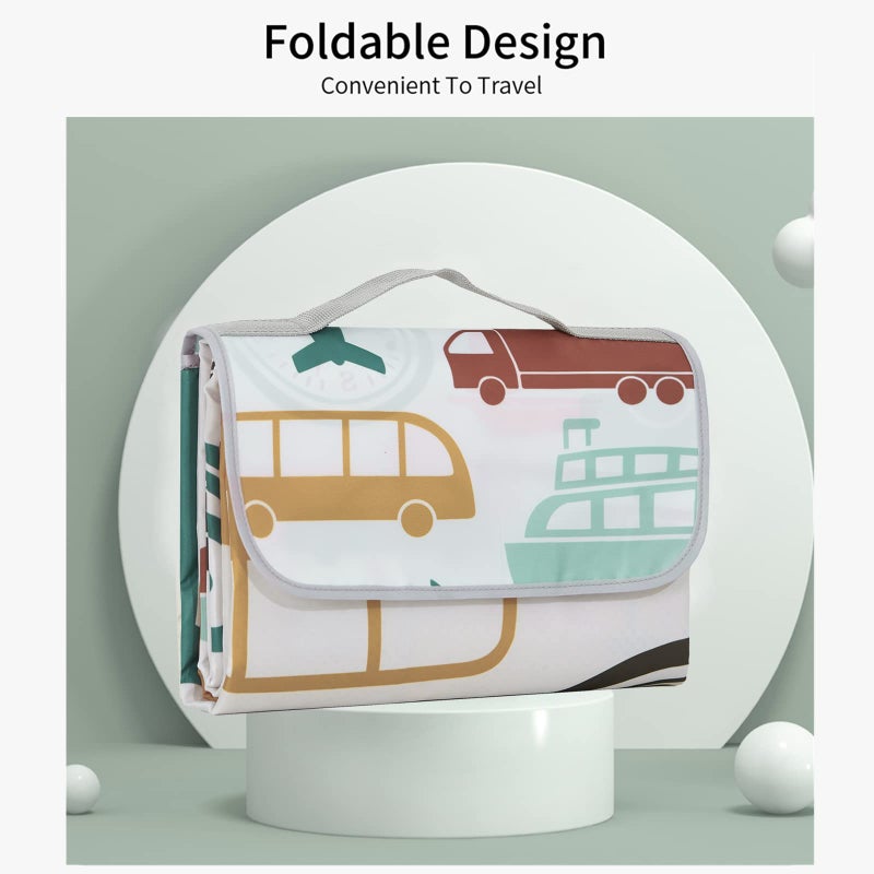 Insular Baby Splat Mat for Under High Chair/Arts/Crafts, Anti Slip and Waterproof Splash Mat for Floor, Portable Picnic Mat, 51x51 Inch, Vehicle - Image 4