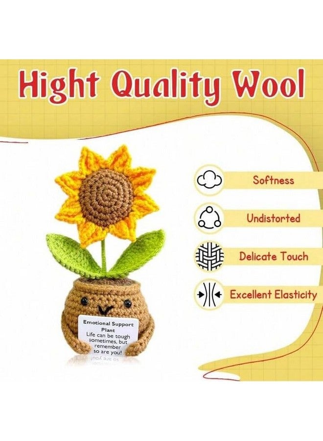 De-Lite Handmade Crochet Artificial Flowers Potted Emotional Support Plant, Gratitude Crochet Flower Decor, Gift For Friends, Mother'S Day, Teacher'S Day, Anniversary, Thank You Present (Sunflower) - Image 4