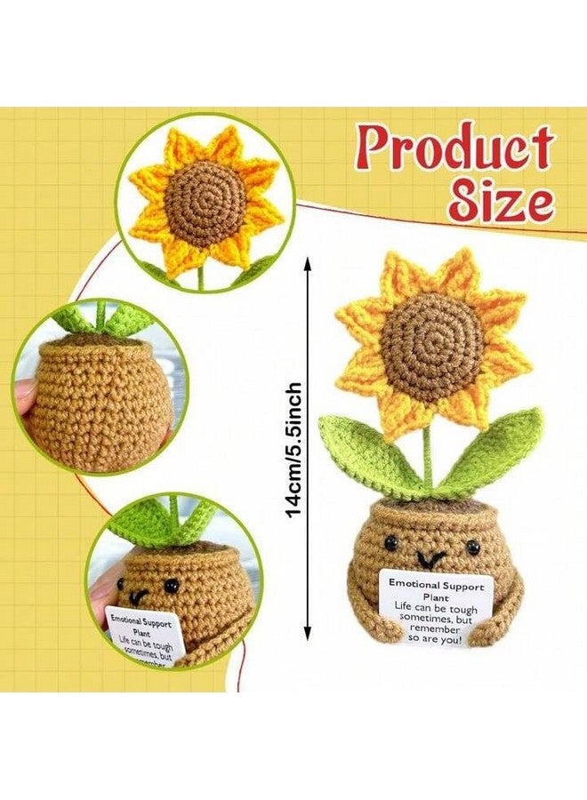 De-Lite Handmade Crochet Artificial Flowers Potted Emotional Support Plant, Gratitude Crochet Flower Decor, Gift For Friends, Mother'S Day, Teacher'S Day, Anniversary, Thank You Present (Sunflower) - Image 5