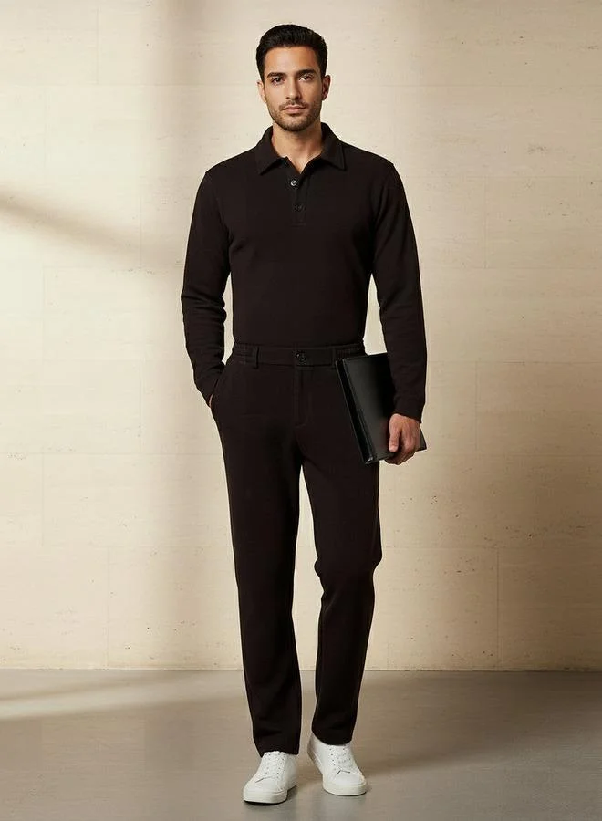 Iconic BLACK Iconic Men Regular Fit Trousers for Men | Best Price UAE