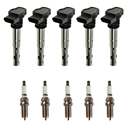 TRQ Ignition Kit Ignition Coil Spark Plugs Compatible with 2006-2014 Volkswagen Beetle 2010-2014 Golf 2005-2014 Jetta 2012-2014 Passat 2006-2009 Rabbit - Image 1