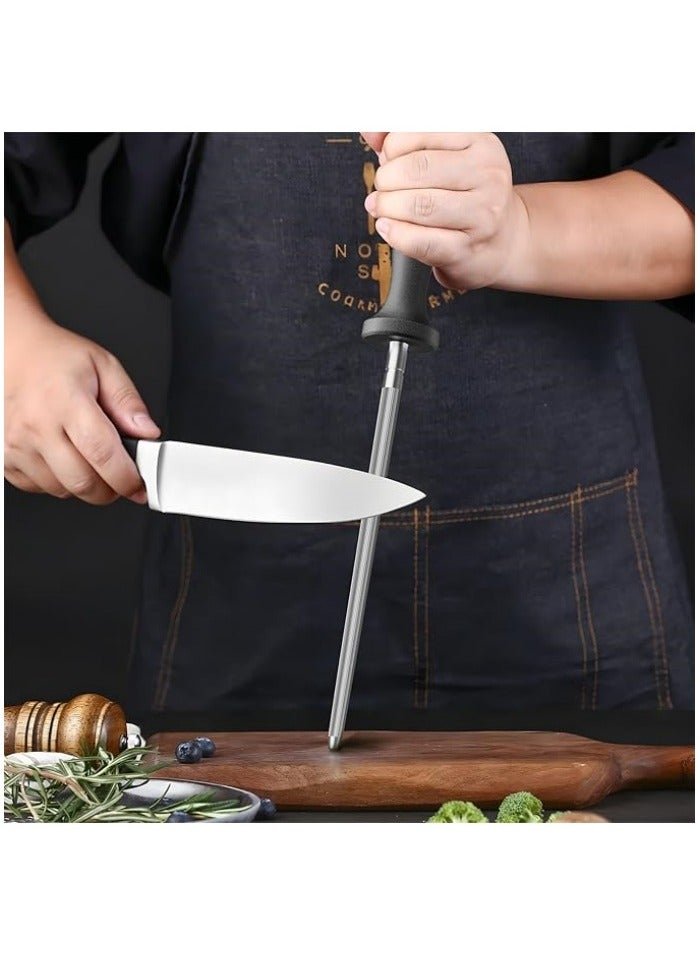 قضيب شحذ السكاكين، قضيب شحذ احترافي مصنوع من الصلب الكربوني مع ثقوب للتعليق لشحذ السكاكين في المطبخ. - Image 2