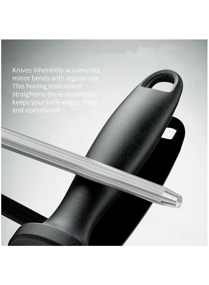 قضيب شحذ السكاكين، قضيب شحذ احترافي مصنوع من الصلب الكربوني مع ثقوب للتعليق لشحذ السكاكين في المطبخ. - Image 3