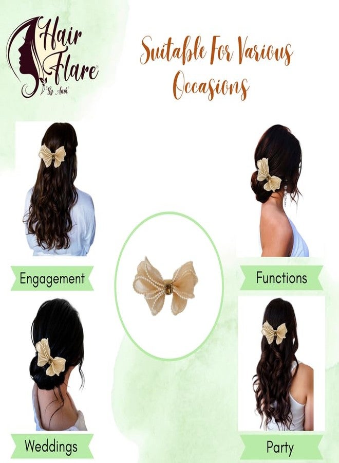 Hair Flare Chic Elegance: Dazzling 3-Layer Hair Bow_2920-Golden - Image 5