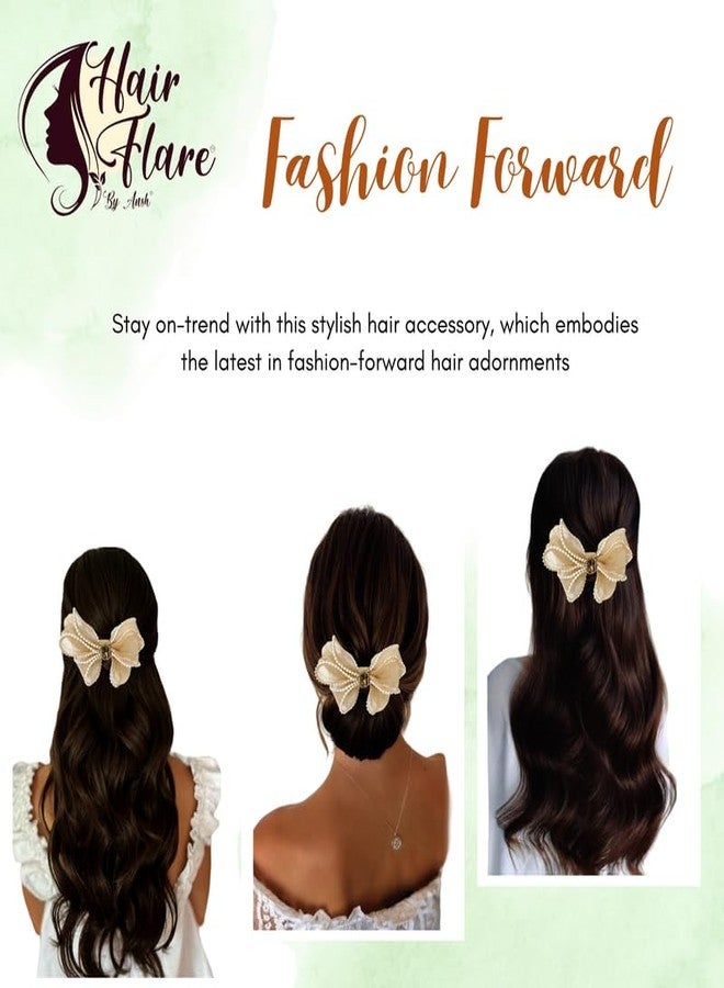 Hair Flare Chic Elegance: Dazzling 3-Layer Hair Bow_2920-Golden - Image 4