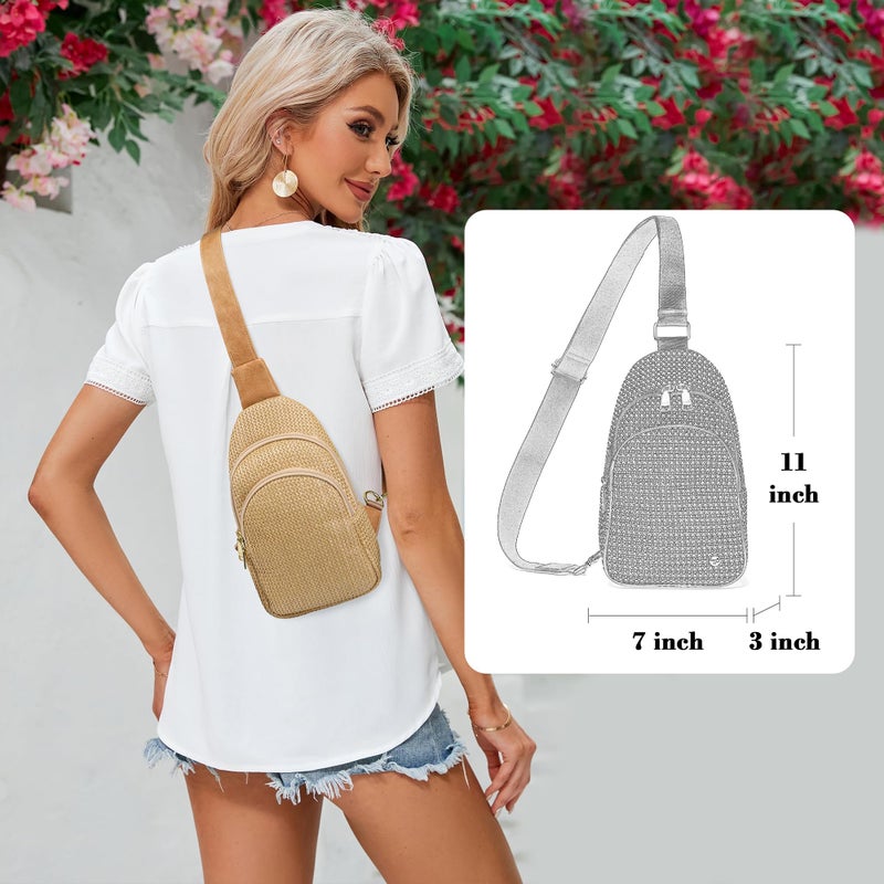 INICAT Summer Straw Bag Small Sling Beach Bag Crossbody Hawaiian Accessories Rattan Woven Purses for Women - Image 2