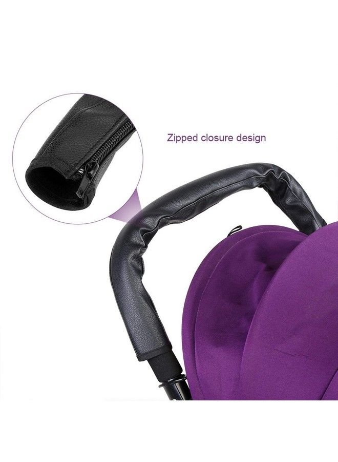 GLOGLOW Baby Stroller Bar Cover Baby Stroller Universal Armrest Handle Sleeve Cover Pu Leather Stroller Handlebar Cover Infant Toddler Pram Bar Dust Proof Handle - Image 3