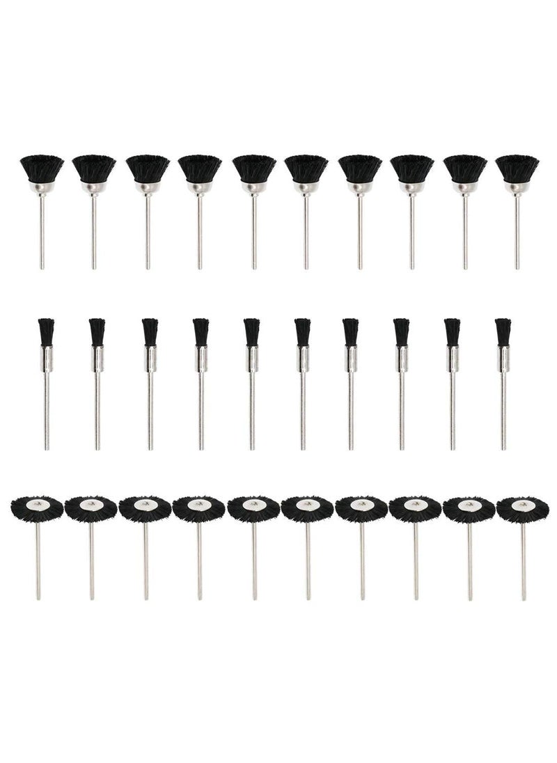 DIY Crafts Diy Crafts 12966 11661 Nylon Bristle Brushes Cup Wire Brush Set 2.35mm Shank for Dremel Rotary Drill Tools, Multicolor, Pack of 30  - Image 2