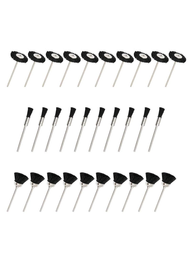 DIY Crafts Diy Crafts 12966 11661 Nylon Bristle Brushes Cup Wire Brush Set 2.35mm Shank for Dremel Rotary Drill Tools, Multicolor, Pack of 30  - Image 3