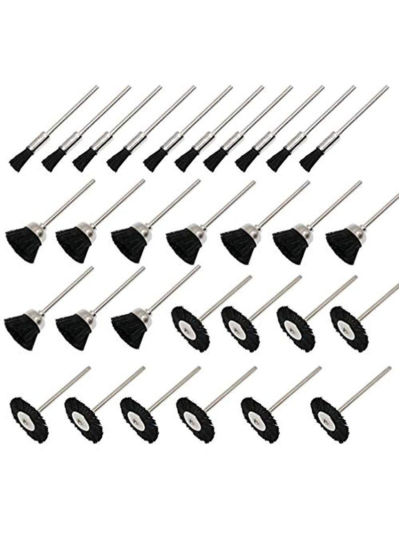 DIY Crafts Diy Crafts 12966 11661 Nylon Bristle Brushes Cup Wire Brush Set 2.35mm Shank for Dremel Rotary Drill Tools, Multicolor, Pack of 30  - Image 1