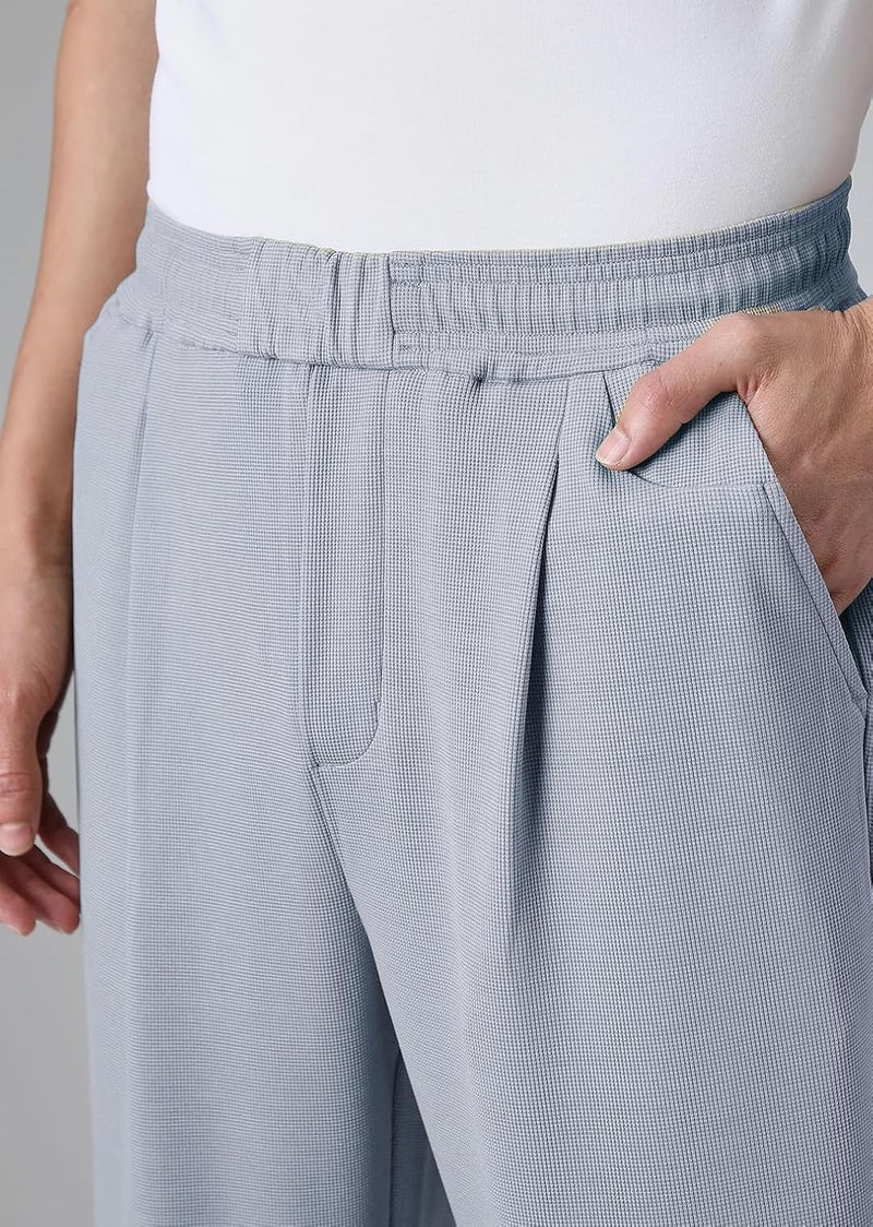 KOTTY Men's Relaxed Fit Casual Trouser | Elastic Waistband | Lightweight & Breathable Fabric | Stylish Straight-Leg Pants for Everyday Wear(Grey,28) - Image 3