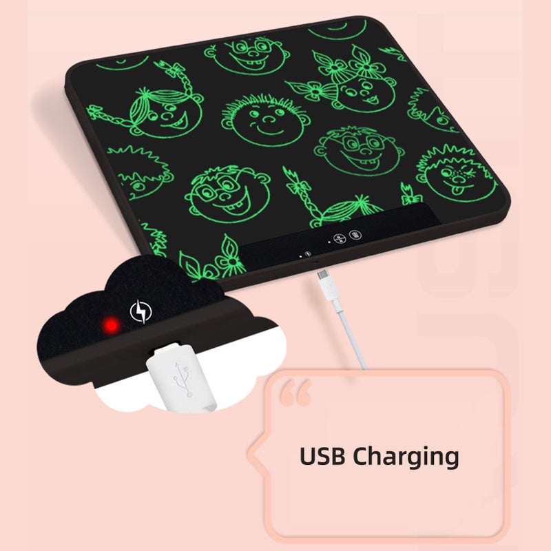LCD Writing Tablet 21 Inch Monochrome Screen Rechargeable Drawing Board with 2 Stylus Drawing Writing Taking Notes Leaving Messages for Toddlers Boys Girls & Adults Black - Image 3