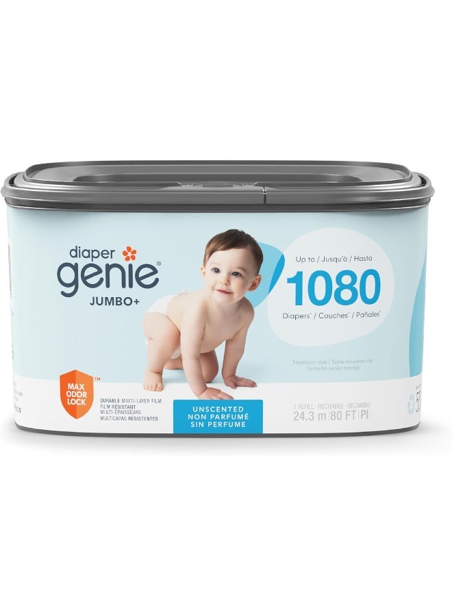 Diaper Genie The Diaper Genie Jumbo+ Square Refill, with continuous film, can hold up to 1080 newborn-sized diapers per refill. - Image 1