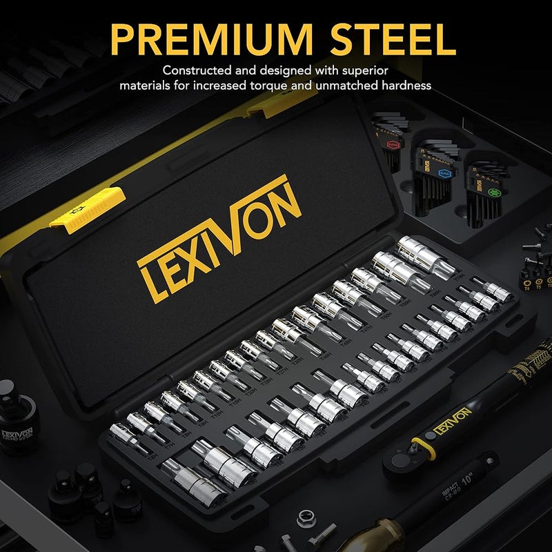 LEXIVON Master TORX Bit Socket Set, Premium S2 Alloy Steel Complete 34-Piece, Solid Star & Tamper Proof T6 ~ T70 Enhanced Storage Case (LX-149) - Image 2