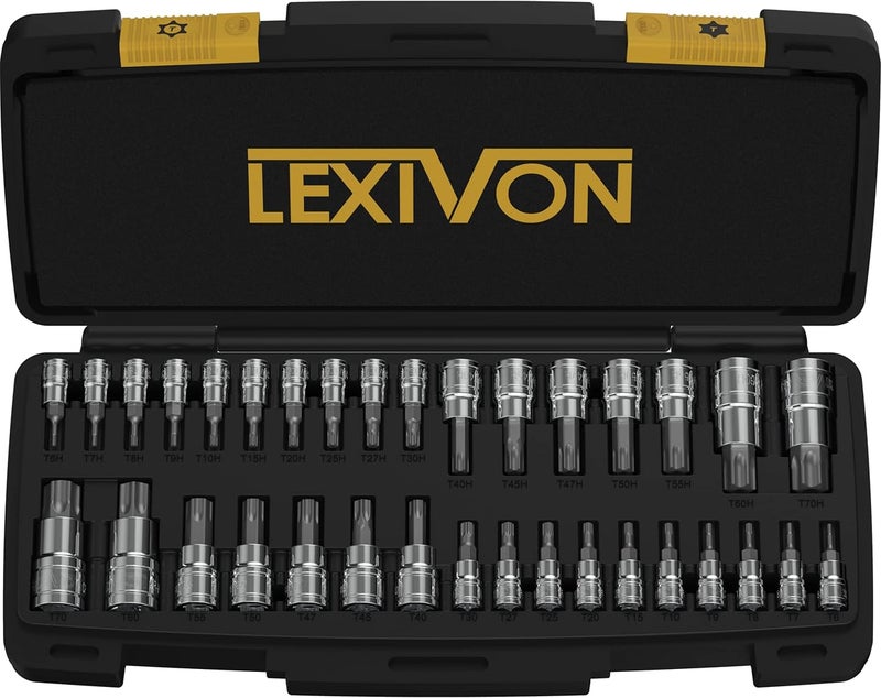 LEXIVON Master TORX Bit Socket Set, Premium S2 Alloy Steel Complete 34-Piece, Solid Star & Tamper Proof T6 ~ T70 Enhanced Storage Case (LX-149) - Image 1
