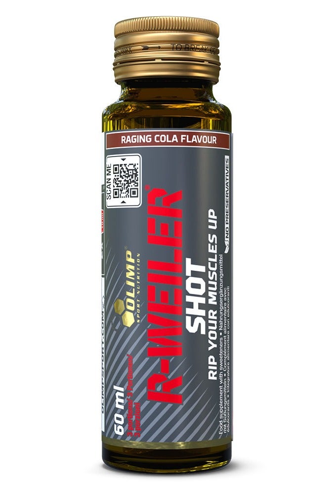 Olimp Sport Nutrition R-Weiler Pre-Workout Shot – Raging Cola Flavour, 60ml – Energy, Focus & Endurance Booster with Caffeine, Beta-Alanine & L-Tyrosine