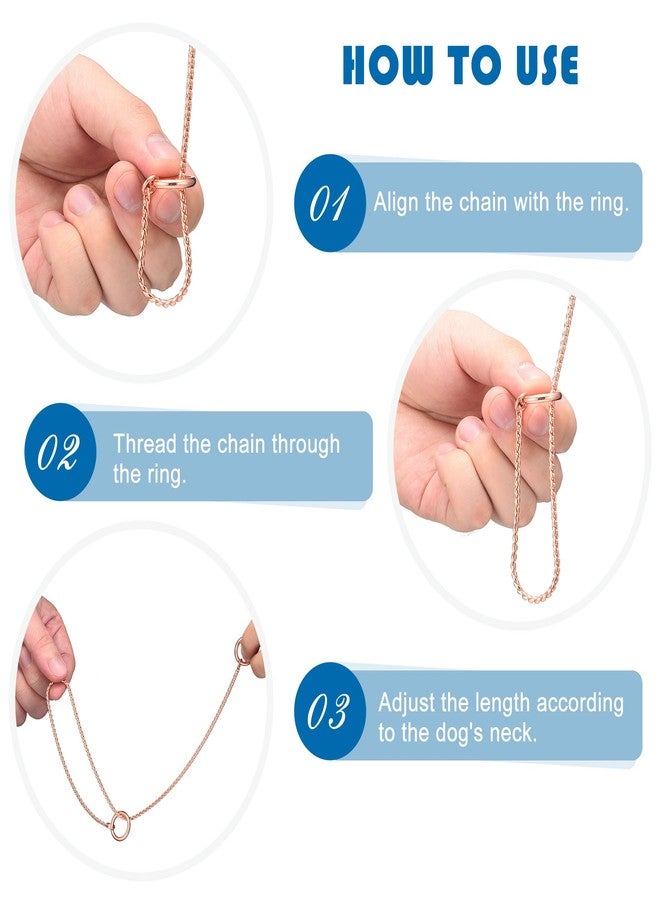 Mogoko Stainless Steel Dog Choke Chain Collar, Puppy Metal Snake Chain Pet Show Slip Collar Choker for Training Walking (Rose Gold;16.0"*3.0mm) - Image 4