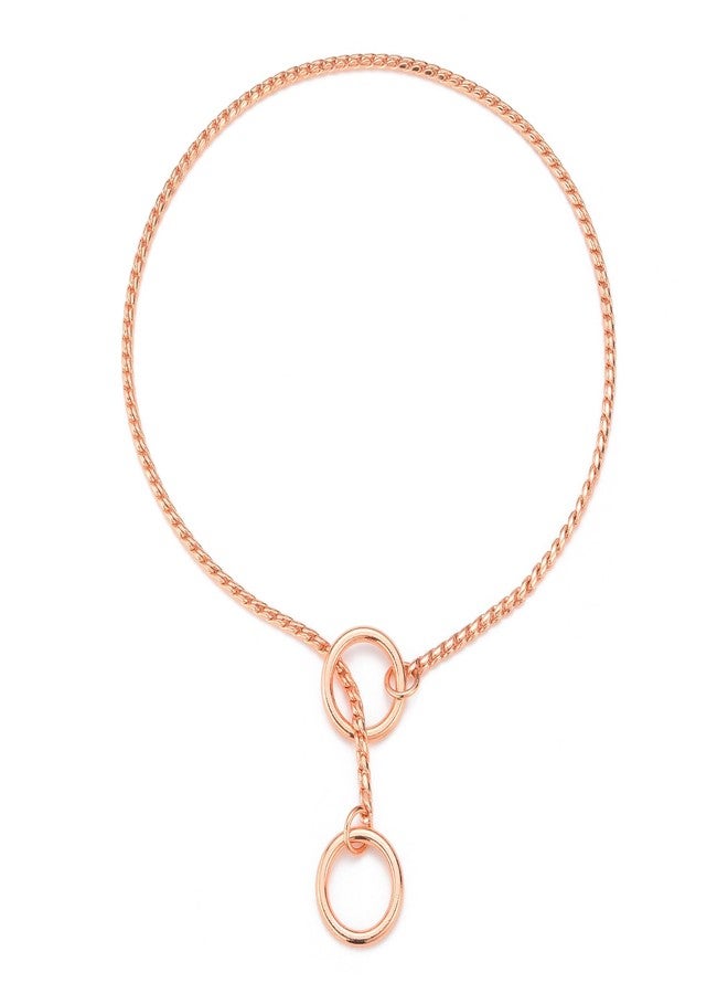 Mogoko Stainless Steel Dog Choke Chain Collar, Puppy Metal Snake Chain Pet Show Slip Collar Choker for Training Walking (Rose Gold;16.0"*3.0mm) - Image 1