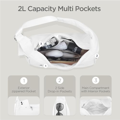 Babysun Mini Shoulder Bag Women Nylon Crescent Bag 2L Underarm Shoulder Purse Women's Shoulder Handbags Small Tote Bag White - Image 4