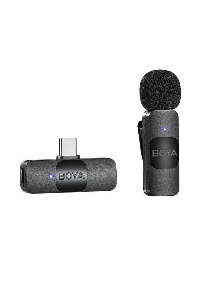 بويا - ميكروفون BOYA BY-V10 اللاسلكي Lavalier للهواتف الذكية وأجهزة الكمبيوتر المحمولة التي تعمل بنظام Android - ميكروفون تسجيل فيديو مكثف USB C متعدد الاتجاهات للمقابلات والبودكاست ومدونات الفيديو - Image 1