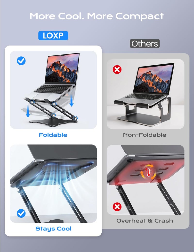 LOXP Adjustable Laptop Stand for Desk, Metal Foldable Laptop Riser, Ventilated Cooling Printer Stand, Ergonominc Computer Notebook Stand for Desk Compatible with 10-15.6â€œ Laptops - Image 2