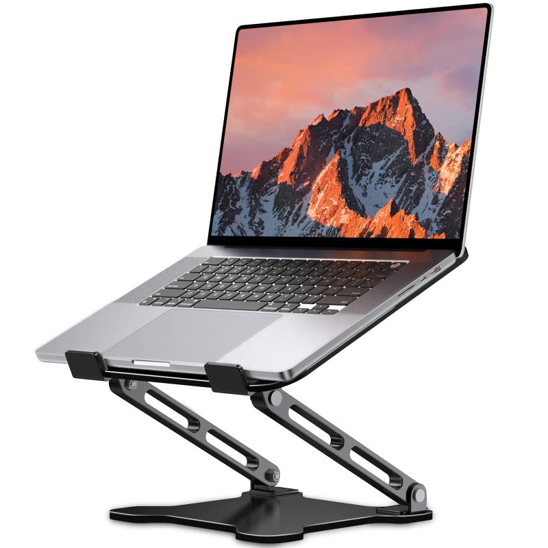 LOXP Adjustable Laptop Stand for Desk, Metal Foldable Laptop Riser, Ventilated Cooling Printer Stand, Ergonominc Computer Notebook Stand for Desk Compatible with 10-15.6â€œ Laptops - Image 1