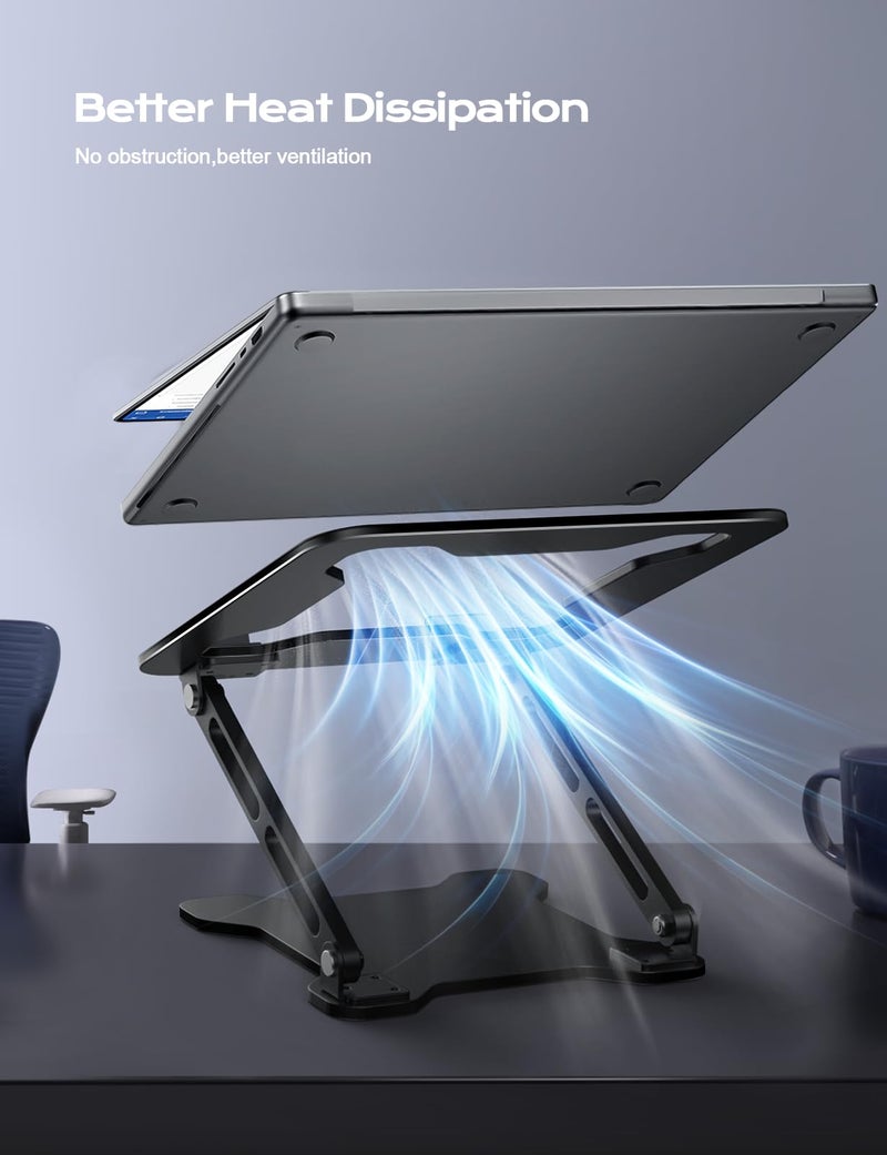 LOXP Adjustable Laptop Stand for Desk, Metal Foldable Laptop Riser, Ventilated Cooling Printer Stand, Ergonominc Computer Notebook Stand for Desk Compatible with 10-15.6â€œ Laptops - Image 5