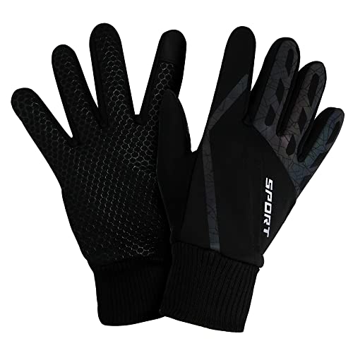 ZaySoo Full Finger Gloves with Touch Screen Feature Sports Print - Black - Image 4