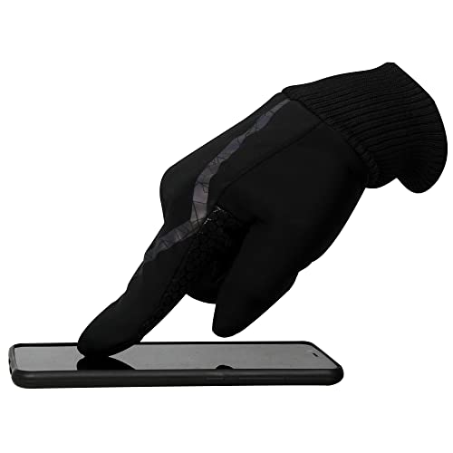 ZaySoo Full Finger Gloves with Touch Screen Feature Sports Print - Black - Image 3