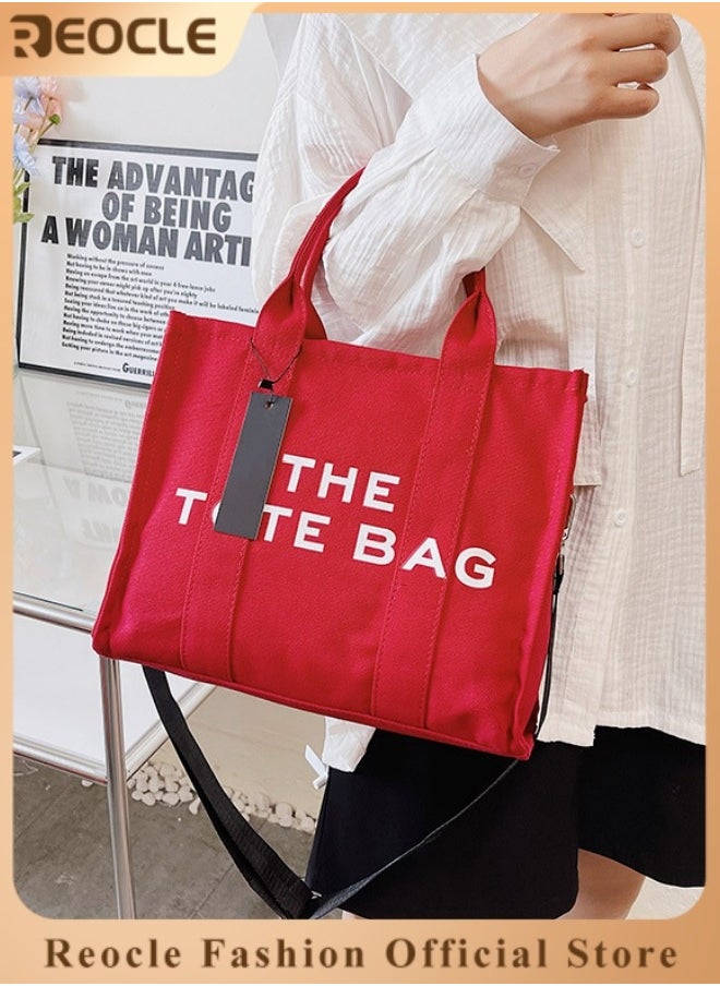 REOCLE Women's Tote Bag with Letter Print Small Satchel Bag Fashion Crossbody Purse Mini Stylish Handbag for Travel & Work & Everyday  - Image 1