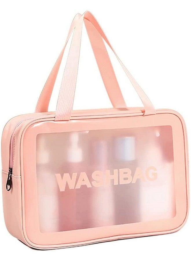 CLOUDTAIL CHOICE Clear Travel Toiletries Bag Waterproof Cosmetic Makeup Wash Bags PVC Portable Organiser Case Carry Pouch for Women Business Bathroom,Pink& Black (Large) (Pink) - Image 4