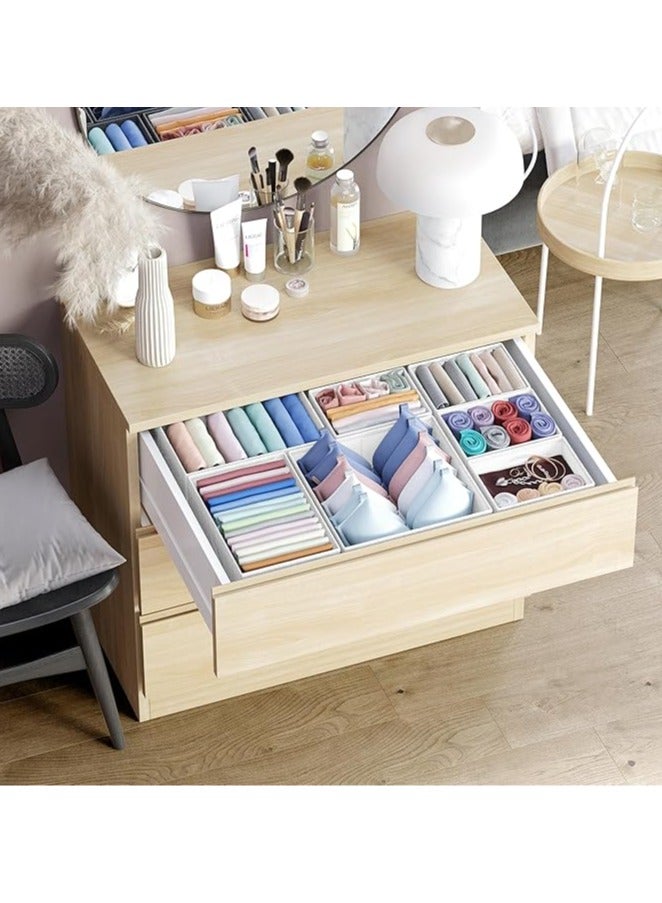 8 Pack Fabric Storage Dividers Boxes – 2 Large, 2 Medium, 4 Small White Organizer Bins for Closet, Shelves, Drawers & Cabinets – Foldable & Durable Home & Office Storage Solutions - Image 3