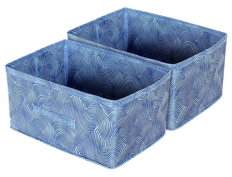 Kuber Industries Kuber Industries Lahariya Printed Multipurposes Rectangular Flodable Storage Box, Drawer Storage and Cloth Organizer- Pack of 2 (Blue)-HS43KUBMART26313  - Image 1