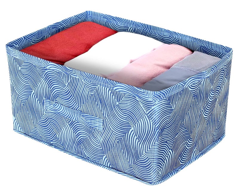 Kuber Industries Kuber Industries Lahariya Printed Multipurposes Rectangular Flodable Storage Box, Drawer Storage and Cloth Organizer- Pack of 2 (Blue)-HS43KUBMART26313  - Image 2