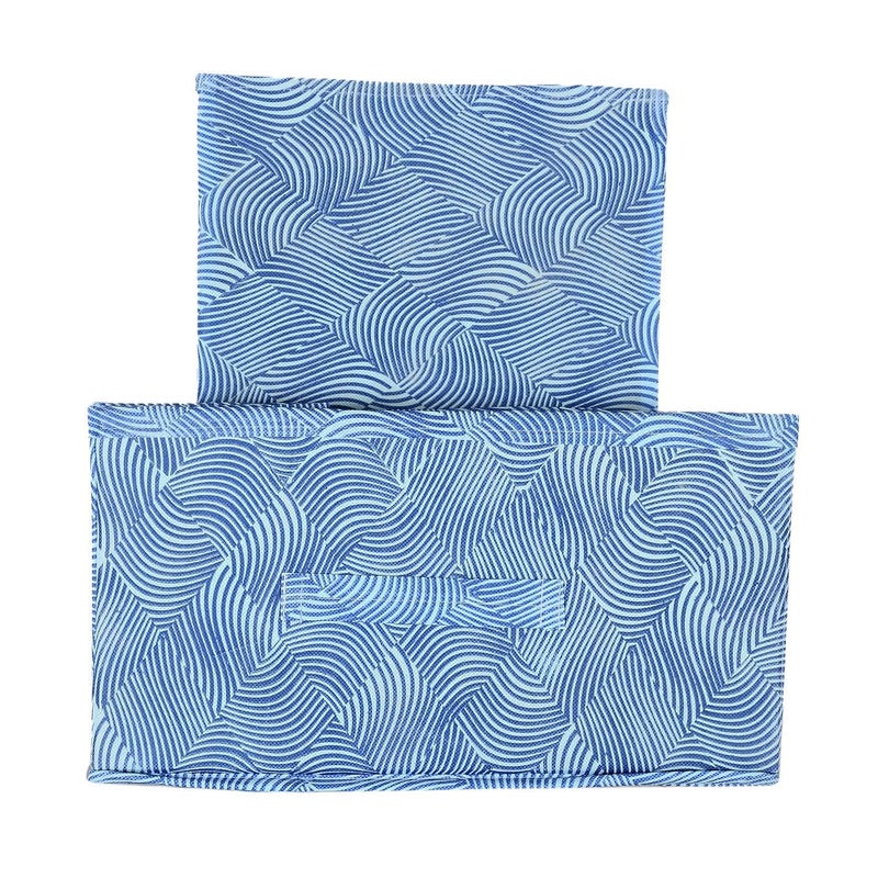 Kuber Industries Kuber Industries Lahariya Printed Multipurposes Rectangular Flodable Storage Box, Drawer Storage and Cloth Organizer- Pack of 2 (Blue)-HS43KUBMART26313  - Image 5