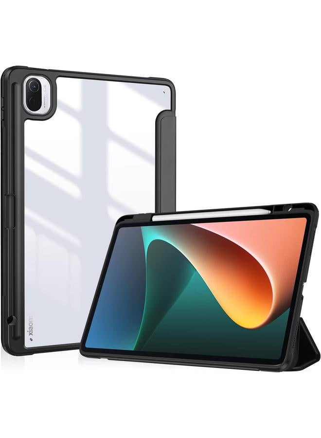 Procases Case For Xiaomi Pad 5 5 Pro 11 Inch 2021 Protective Slim Folio Smart Cover Transparent Hard Shell Back Case With Stylus Holder For Xiaomi Mi Pad 5 Mi Pad 5 Pro 11.0” 2021 Release Black - Image 1