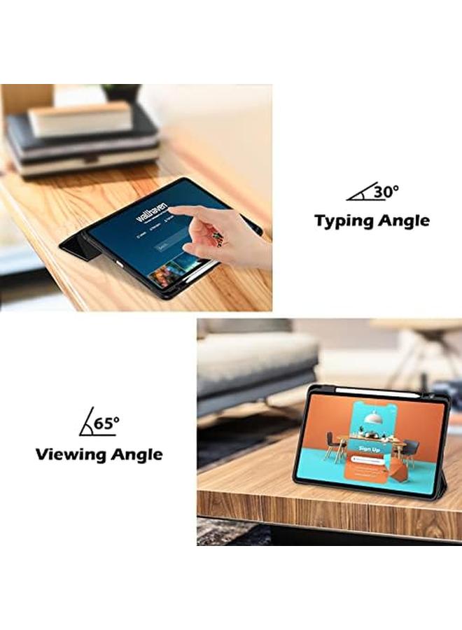 Procases Case For Xiaomi Pad 5 5 Pro 11 Inch 2021 Protective Slim Folio Smart Cover Transparent Hard Shell Back Case With Stylus Holder For Xiaomi Mi Pad 5 Mi Pad 5 Pro 11.0” 2021 Release Black - Image 3