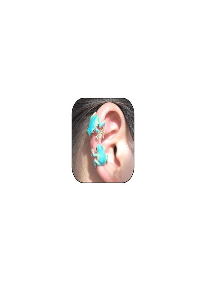 Aktully Frog Ear Cuff Earrings for Women Vintage Green Frog Wrap Crawler Earrings Cute No Piercing Animal Cuff Earrings for Women Jewelry (Blue) - Image 1