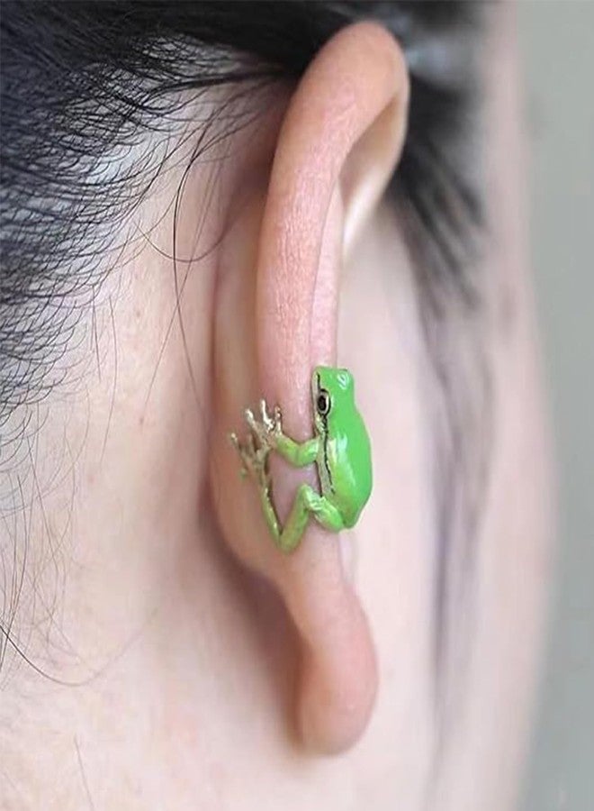 Aktully Frog Ear Cuff Earrings for Women Vintage Green Frog Wrap Crawler Earrings Cute No Piercing Animal Cuff Earrings for Women Jewelry (Blue) - Image 5