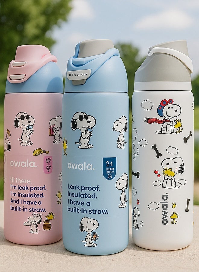 Snoopy FreeSip Insulated Stainless Steel Water Bottle with Straw for Sports, Travel, and School BPA-Free Sports Water Bottle - Image 3