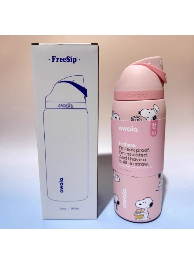 Snoopy FreeSip Insulated Stainless Steel Water Bottle with Straw for Sports, Travel, and School BPA-Free Sports Water Bottle - Image 2