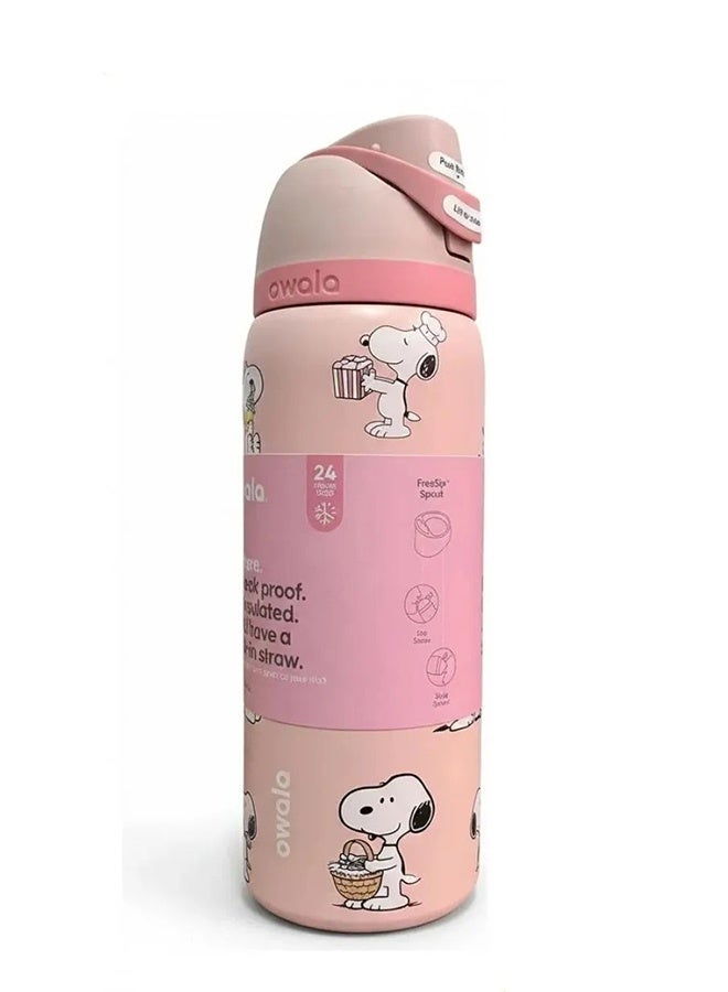 Snoopy FreeSip Insulated Stainless Steel Water Bottle with Straw for Sports, Travel, and School BPA-Free Sports Water Bottle - Image 1