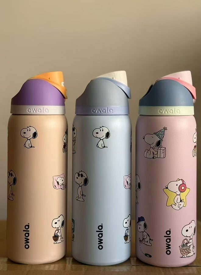 Snoopy FreeSip Insulated Stainless Steel Water Bottle with Straw for Sports, Travel, and School BPA-Free Sports Water Bottle - Image 4