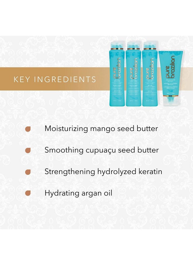 Pure Brazilian 4 Piece Essential Travel Size Kit: Antifrizz Shampoo Conditioner Serum & Masque  - Image 5