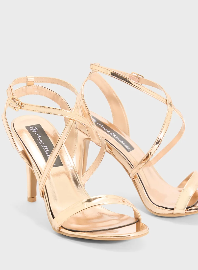 Anne Michelle Metallic Multi-Strap Sandal