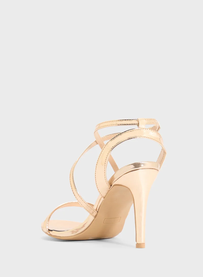 Anne Michelle Metallic Multi-Strap Sandal